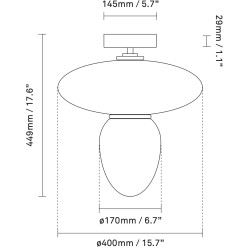 Nuura – Plafonnier Rizzatto 42, laiton satiné et verre opal blanc