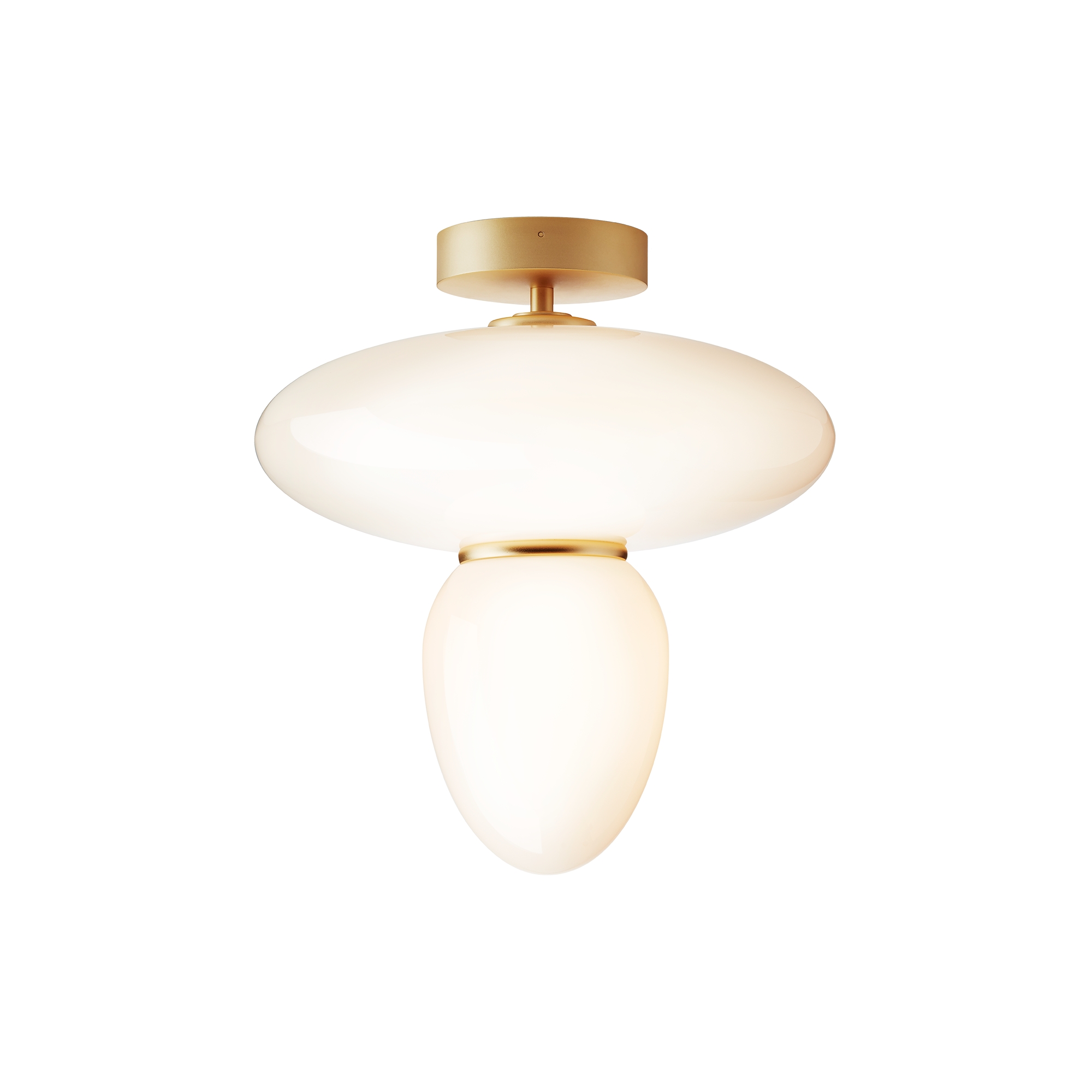 Nuura – Rizzatto 42 ceiling lamp, satin brass and white opal glass