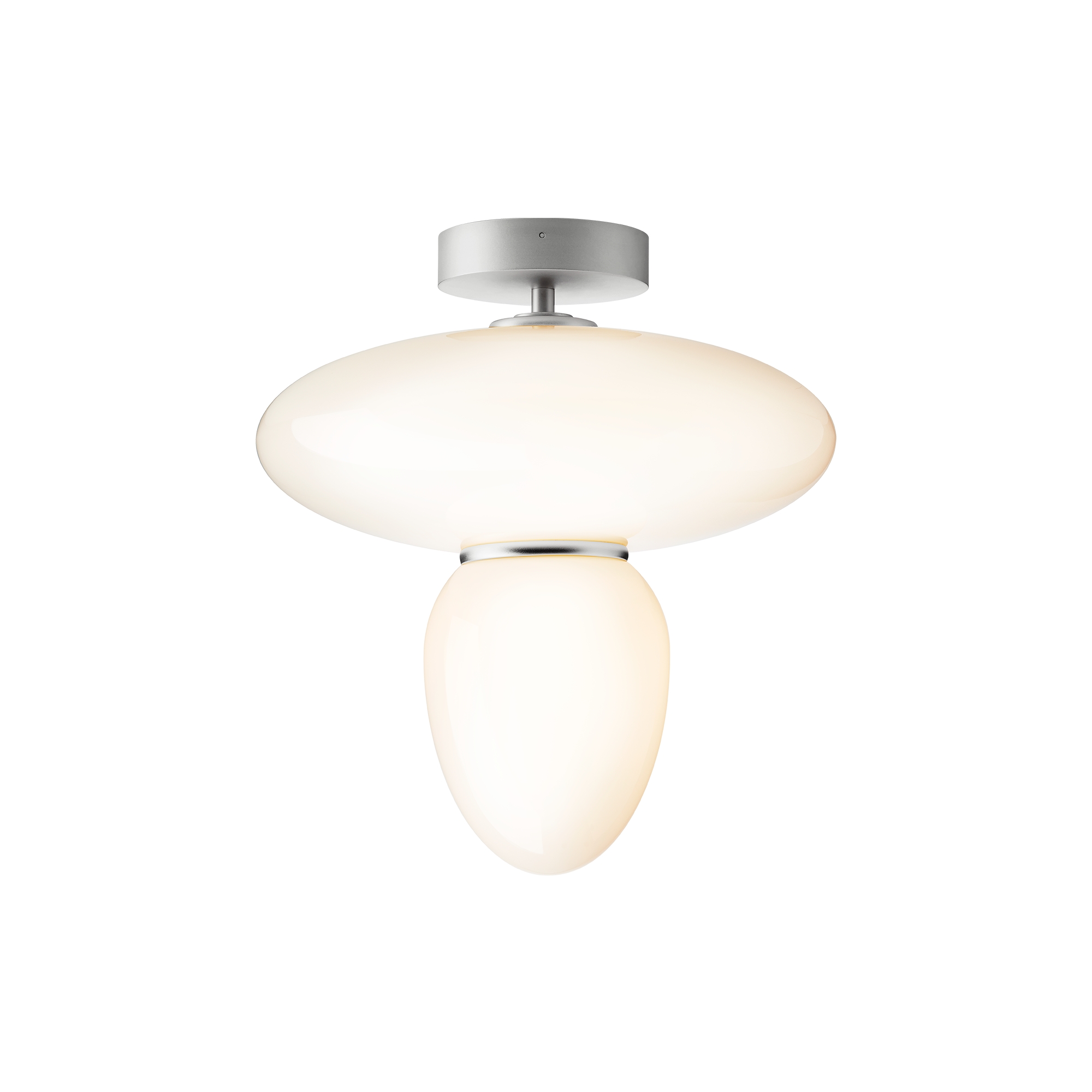 Nuura – Rizzatto 42 ceiling lamp, satin silver and white opal glass