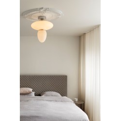 Nuura – Rizzatto 42 ceiling lamp, satin silver and white opal glass