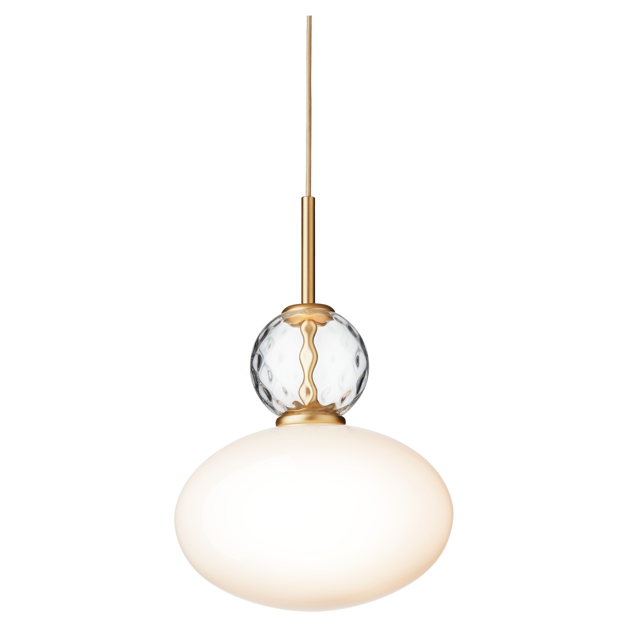 Nuura – Rizzatto 32 pendant, satin brass and white opal glass