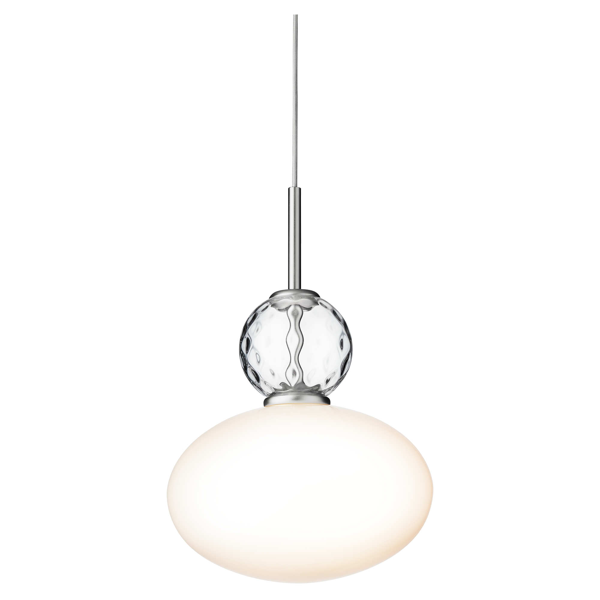 Nuura – Rizzatto 32 pendant, satin silver and white opal glass