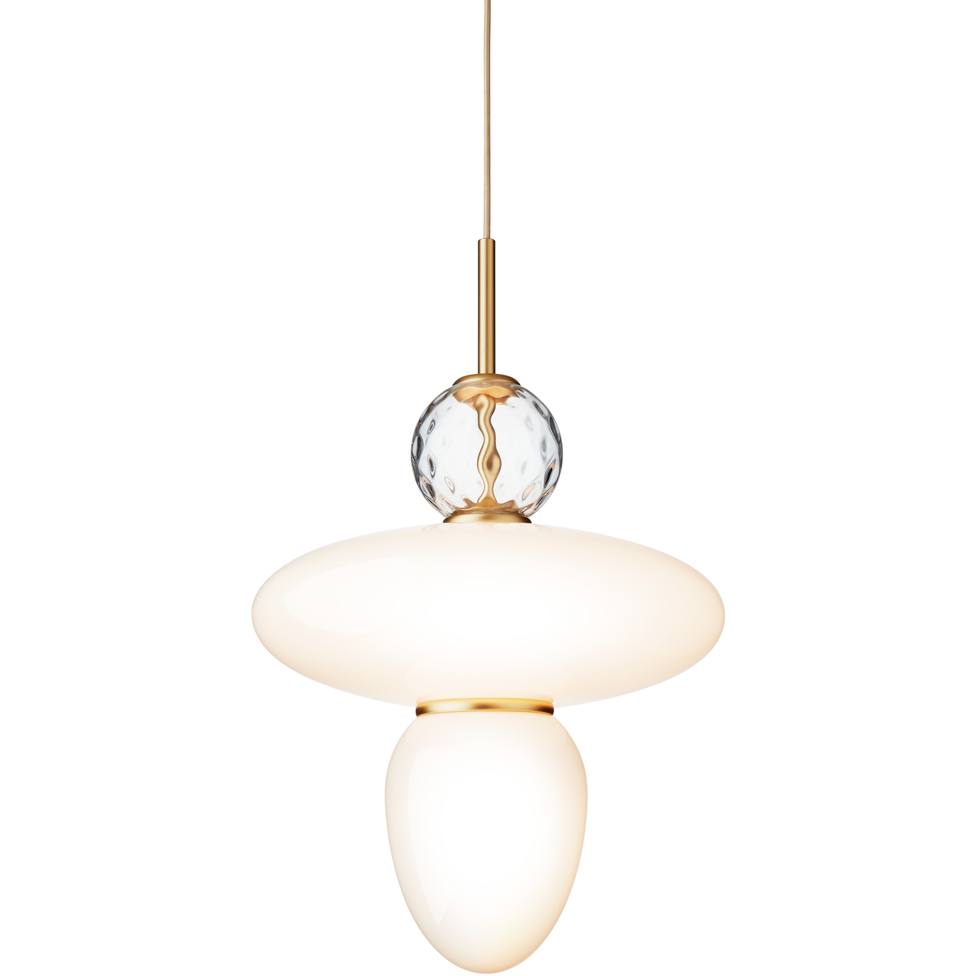 Nuura – Suspension Rizzatto 43, laiton satiné et verre opal blanc