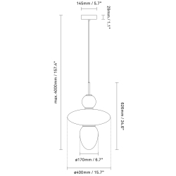 Nuura – Suspension Rizzatto 43, laiton satiné et verre opal blanc