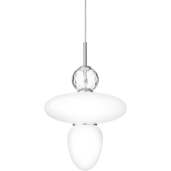 Nuura – Rizzatto 43 pendant, satin silver and white opal glass