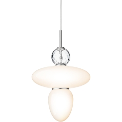 Nuura – Rizzatto 43 pendant, satin silver and white opal glass