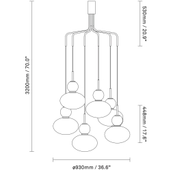 Nuura – Rizzatto Cluster chandelier, satin brass and white opal glass