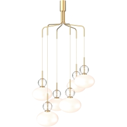 Nuura – Lustre Rizzatto Cluster, laiton satiné et verre opal blanc