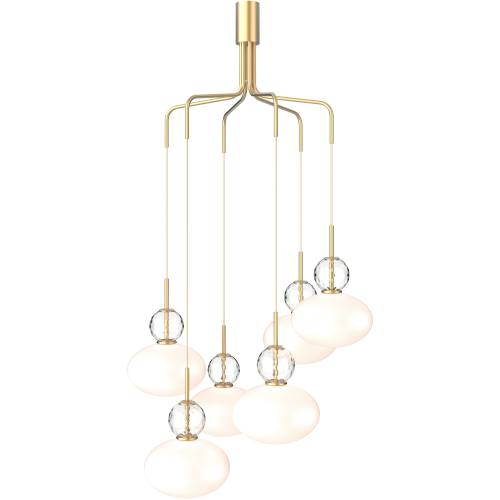 Nuura – Rizzatto Cluster chandelier, satin brass and white opal glass