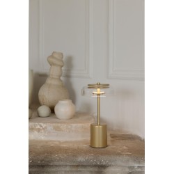 Nuura – Lampe de table portable Blossi Mini, nordic gold et verre transparent