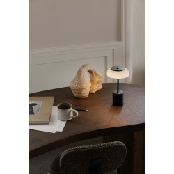 Nuura – Blossi Mini portable table lamp, black and white opal glass