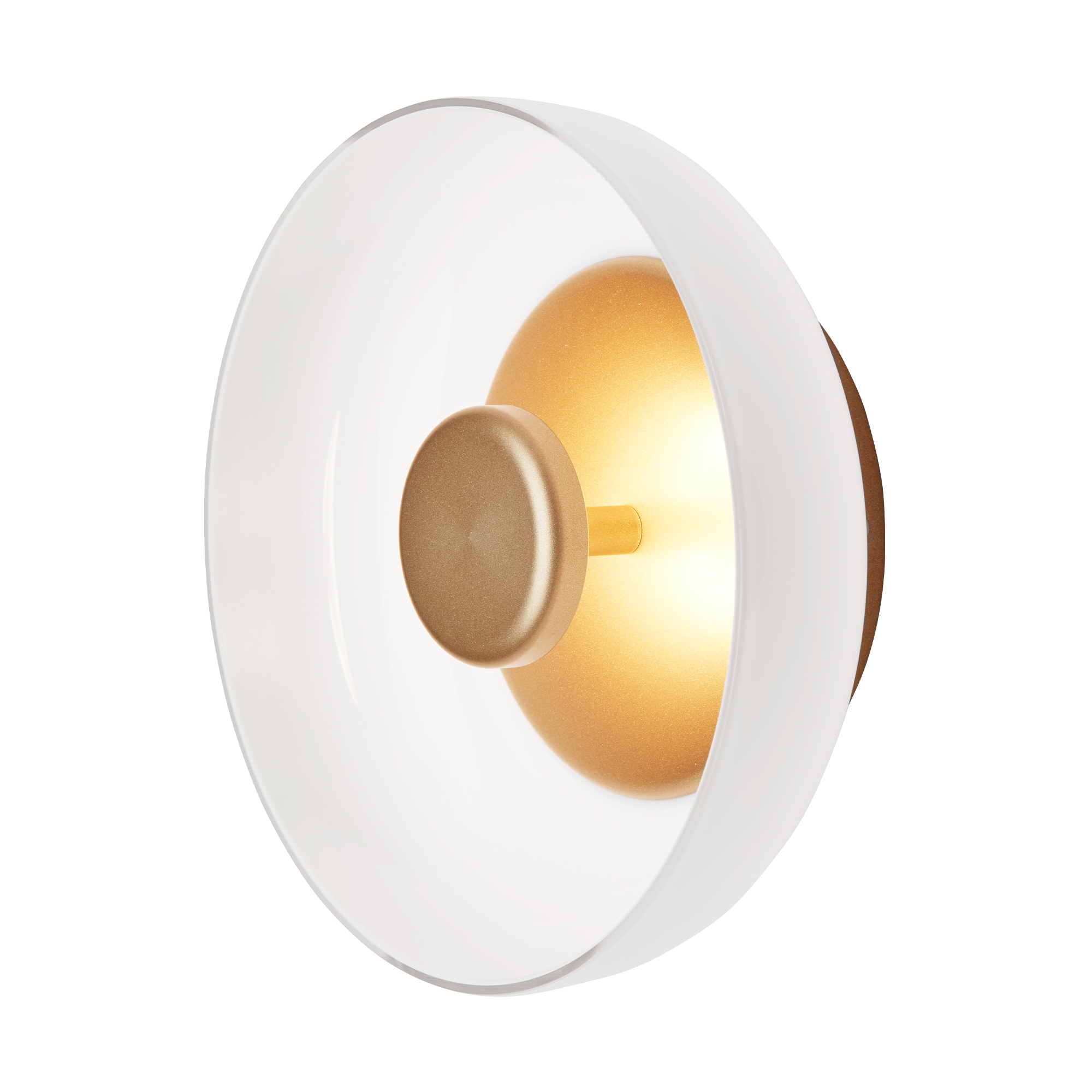 Nuura – Blossi wall lamp, nordic gold and white opal glass