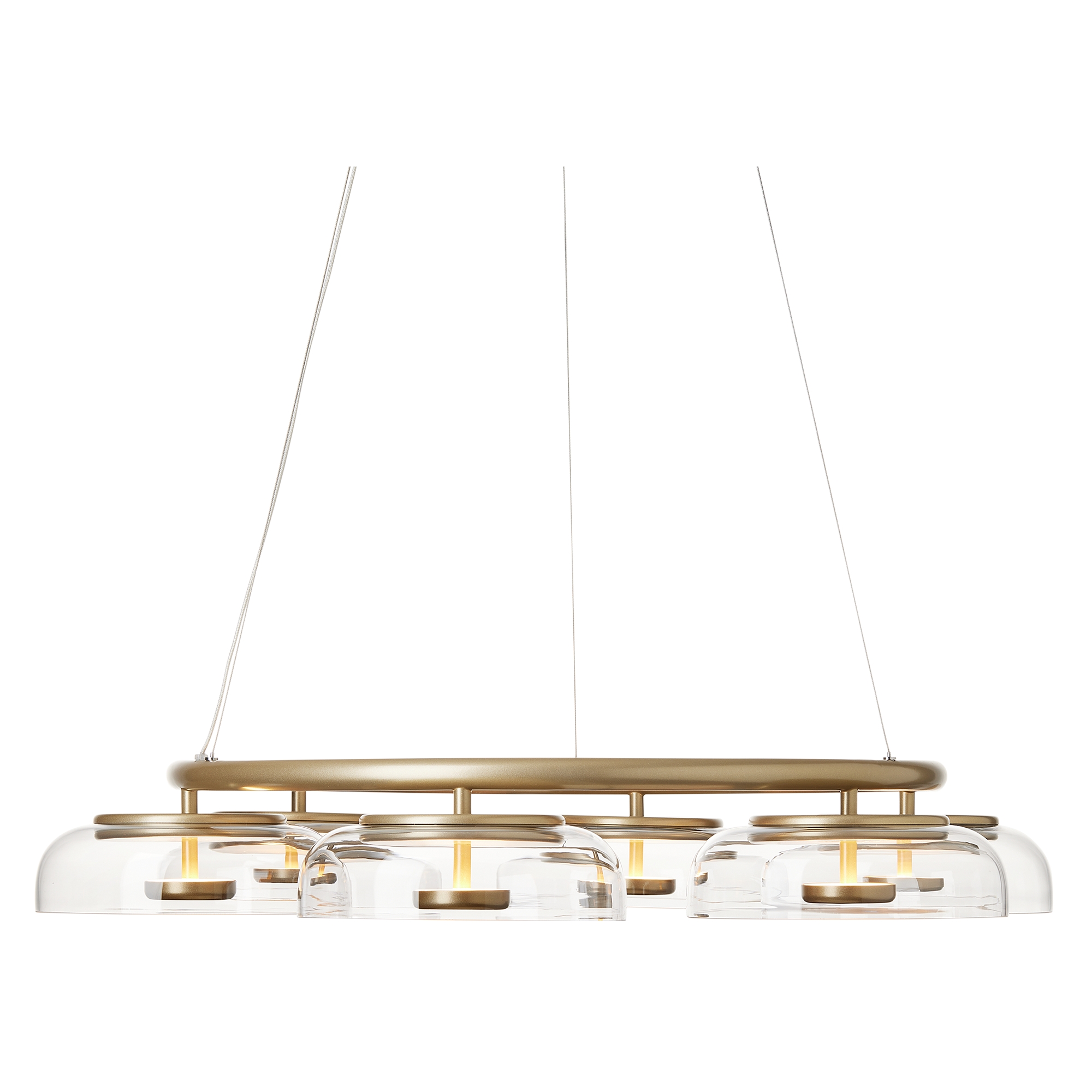 Nuura – Blossi 6 pendant, nordic gold and clear glass