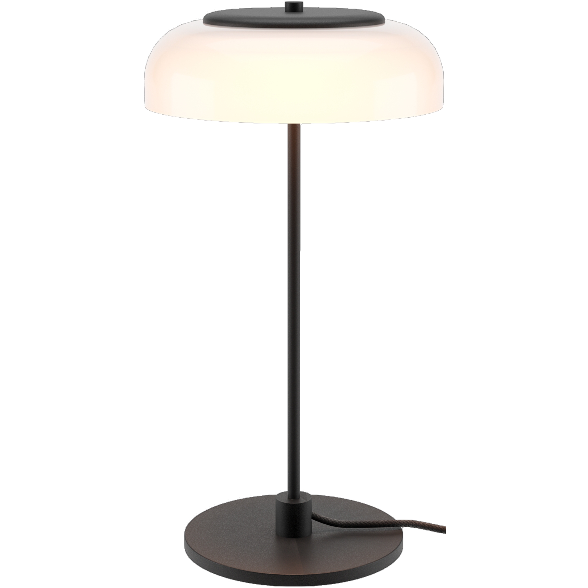 Nuura – Blossi table lamp, black and white opal glass