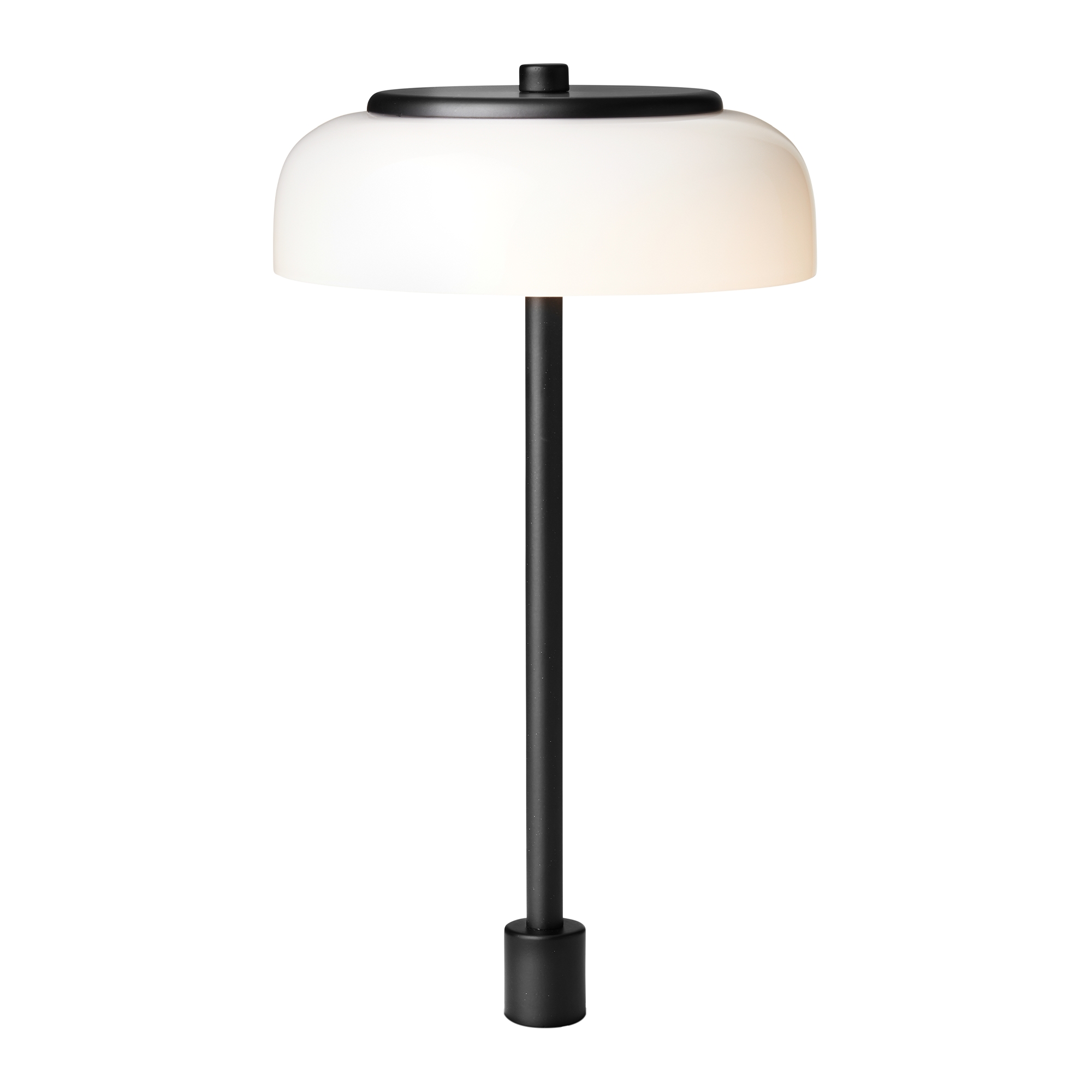 Nuura – Lampe de table Blossi à tige Small, noir et verre opal blanc