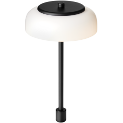 Nuura – Lampe de table Blossi à tige Small, noir et verre opal blanc