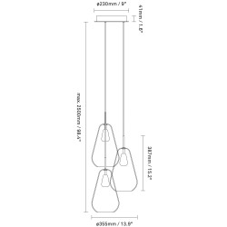 Nuura – Anoli 3 pendant, nordic gold and gold glass