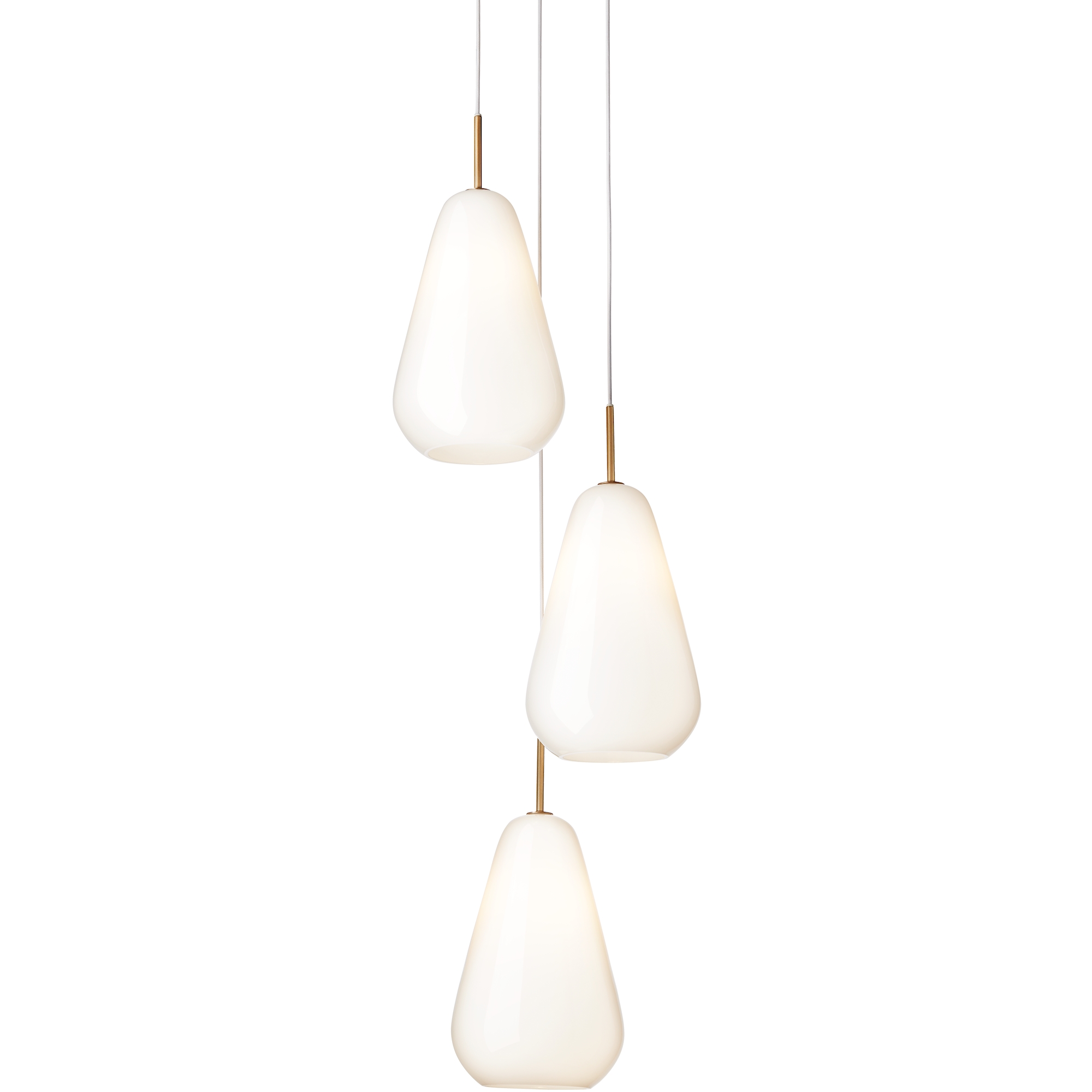 Nuura – Anoli 3 pendant, nordic gold and white opal glass