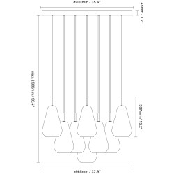 Nuura – Suspension Anoli 13, nordic gold et verre gold