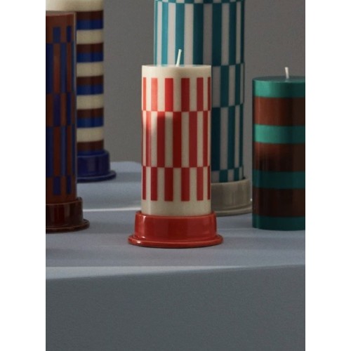 Column candle small - off-white and red + + candle holder Column warm red - HAY