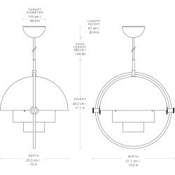 Gubi – Suspension Multi-Lite Small Ø25,5 cm, laiton et blanc semi mat