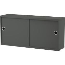 String Furniture – Cabinet portes coulissantes L78xP20xH37 cm, gris foncé