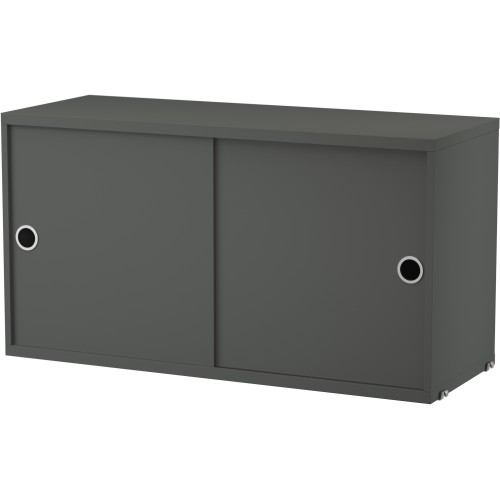 String Furniture – Cabinet portes coulissantes L78xP30xH42 cm, gris foncé