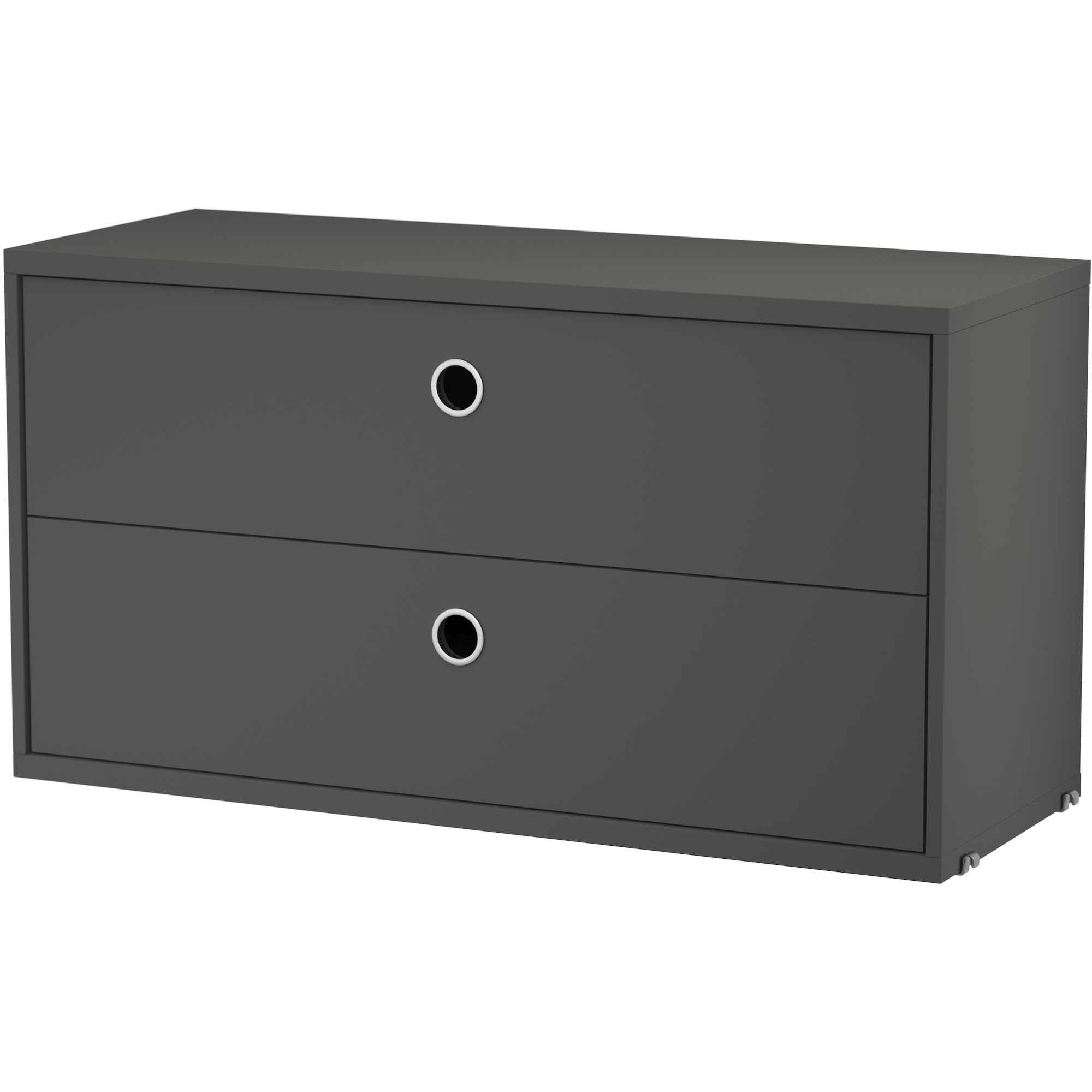 String Furniture – Chest 2 drawers W78xD30xH42 cm, dark grey