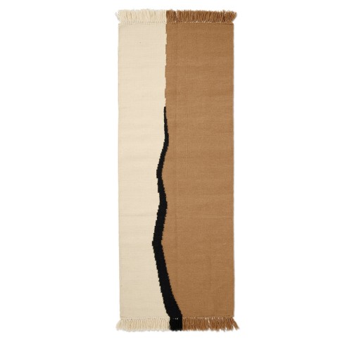 Tapis Soil Kelim - Runner 70x180cm - sable foncé / blanc cassé - Ferm Living