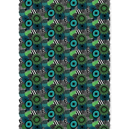 Pieni Siirtolapuutarha - white, green, black 160 - cotton - Marimekko fabric