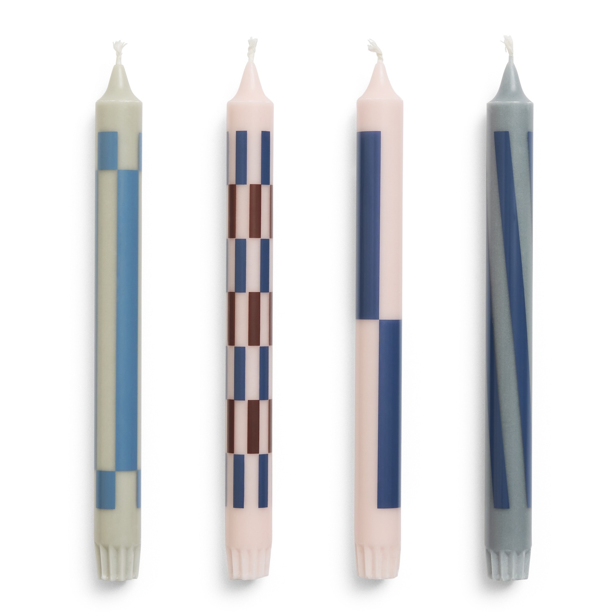 Pattern candle set of 4 - light pink and blues - HAY