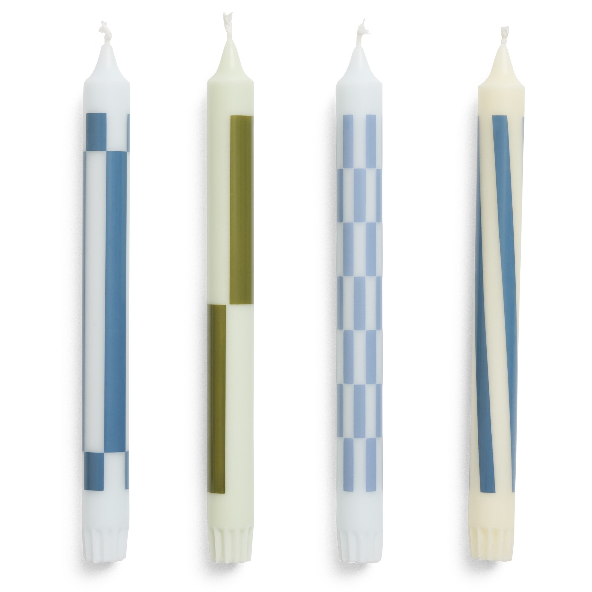 Pattern candle set of 4 - green and blues - HAY