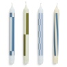 Pattern candle set of 4 - green and blues - HAY