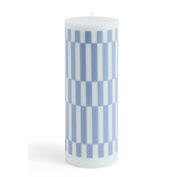 bougie Column grande - bleu ciel et bleu dusty check - HAY