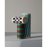 Column candle large - light blue and dusty blue check - HAY