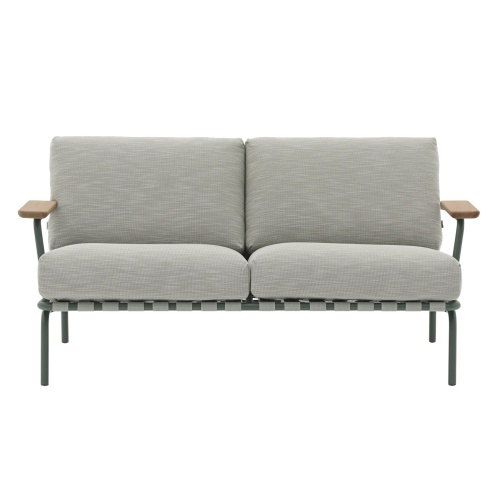 Settle - 2-seater sofa -Ribbed weave 2 / Dark green - Muuto