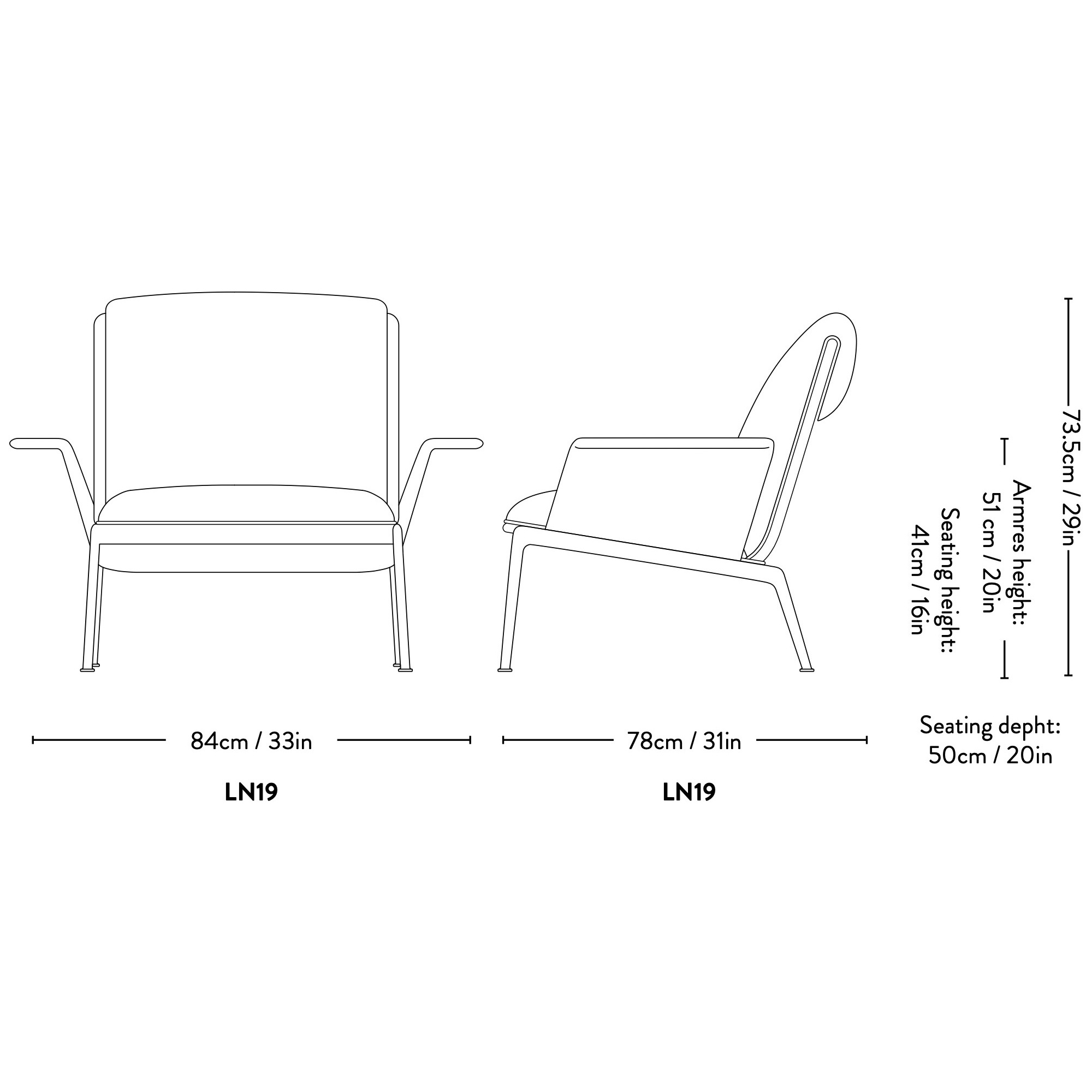 &Tradition – Fauteuil Muno LN19, avec accoudoirs