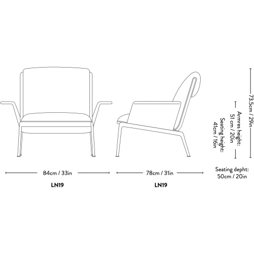 &Tradition – Fauteuil Muno LN19, avec accoudoirs