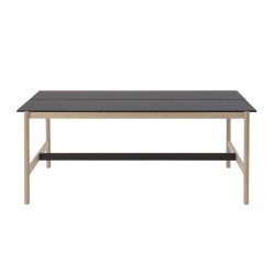 High table 115 x 240 cm H95 - black nanolaminate / black ABS / oak - Linear System - Muuto