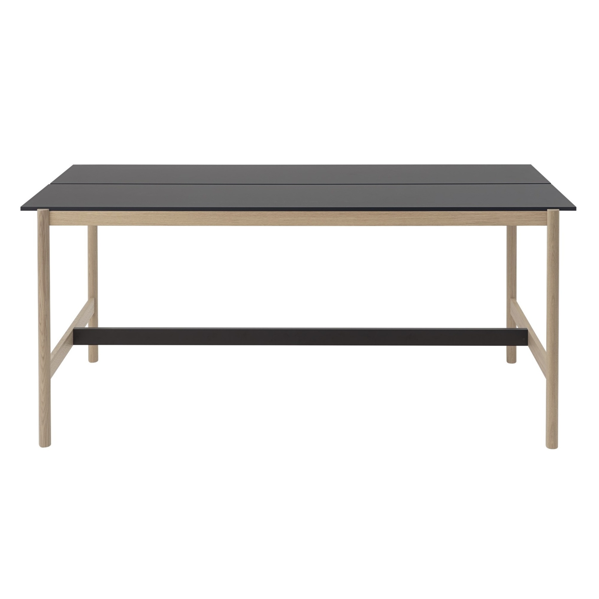 High table 115 x 240 cm H105 - black nanolaminate / black ABS / oak - Linear System - Muuto