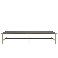 High table 115 x 480 cm H95 - black nanolaminate / black ABS / oak - Linear System - Muuto