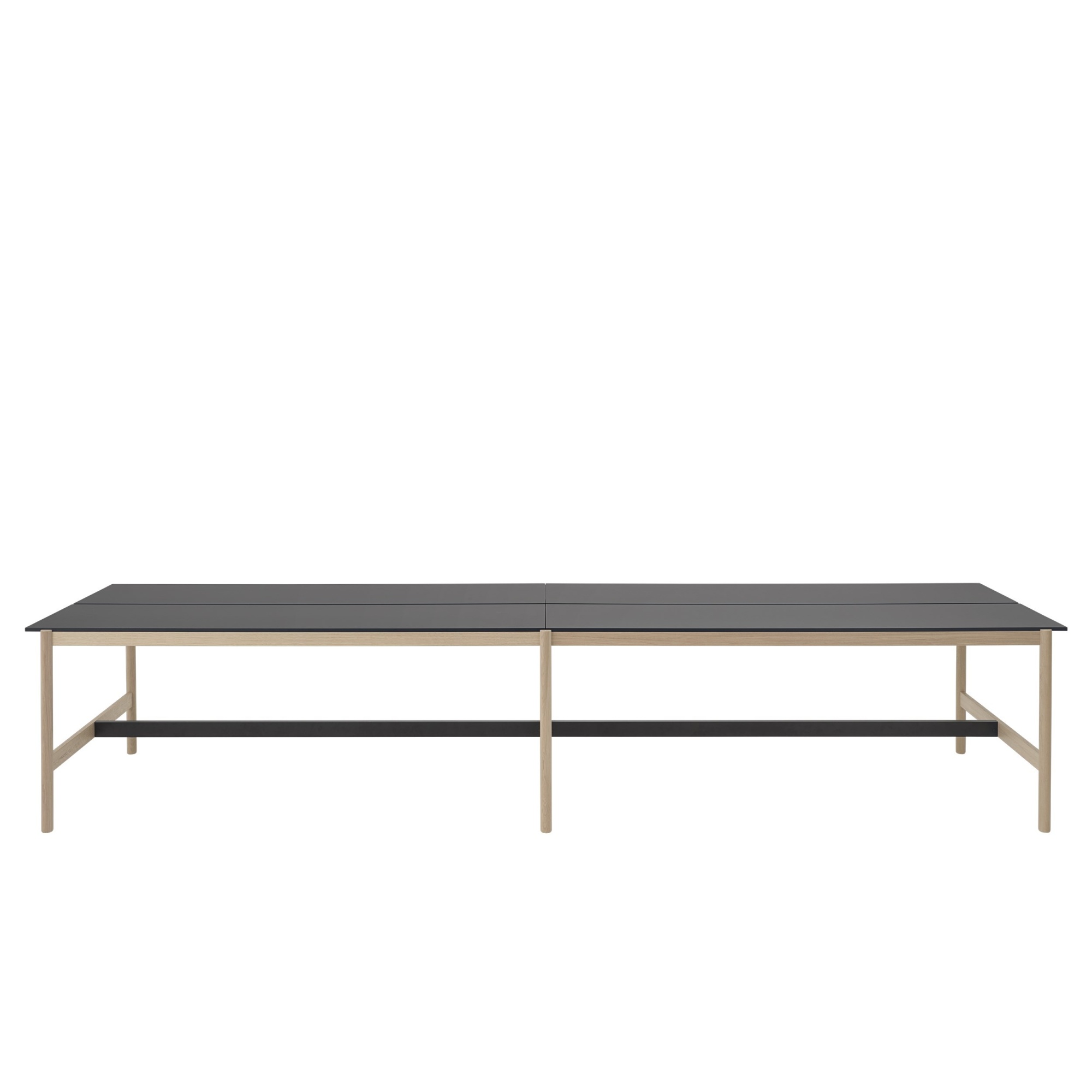 High table 115 x 480 cm H95 - black nanolaminate / black ABS / oak - Linear System - Muuto