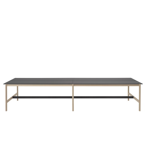 High table 115 x 480 cm H95 - black nanolaminate / black ABS / oak - Linear System - Muuto