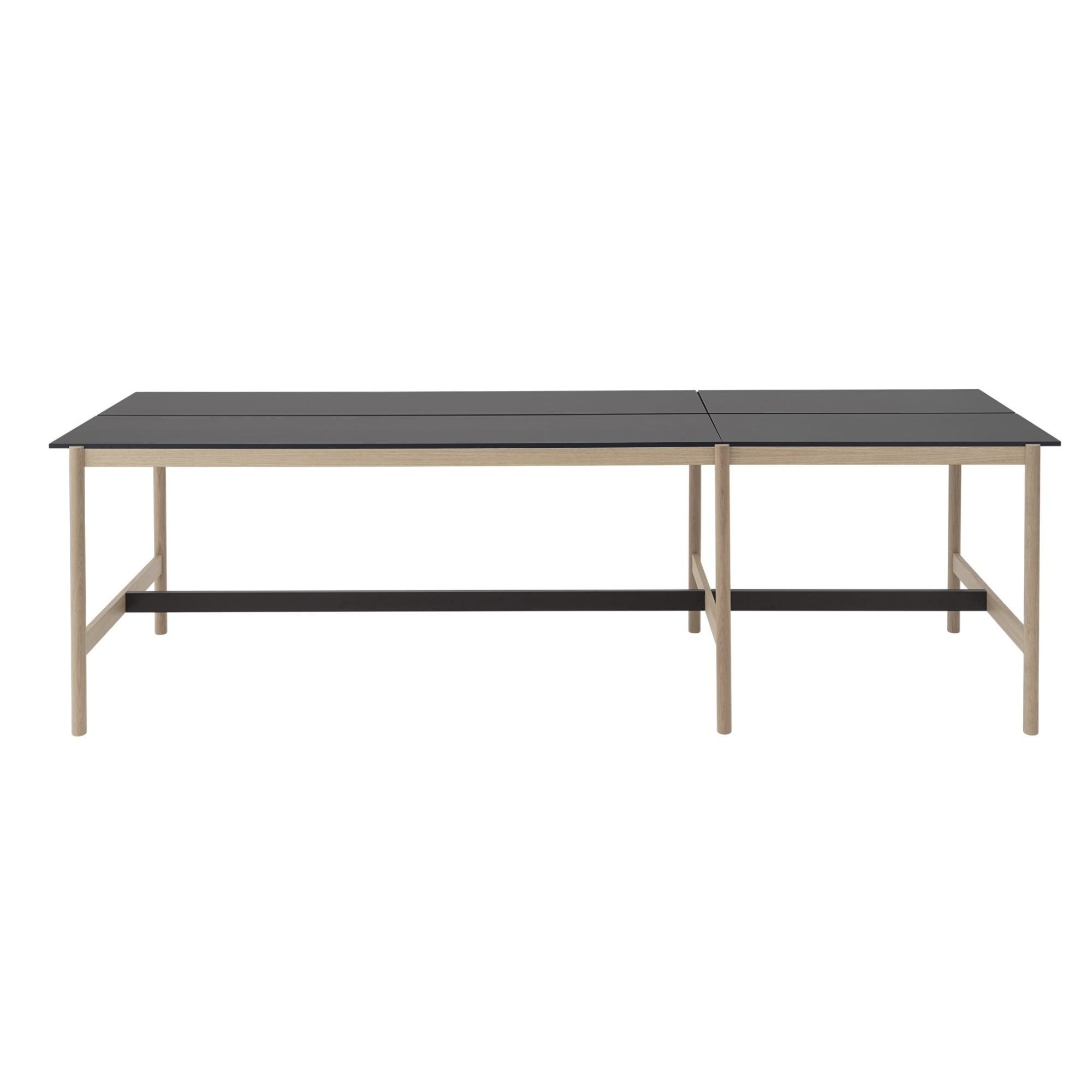 High table 115 x 360 cm H105 - black nanolaminate / black ABS / oak - Linear System - Muuto