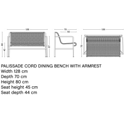 HAY – Palissade Cord dining bench with armrest, Cream white