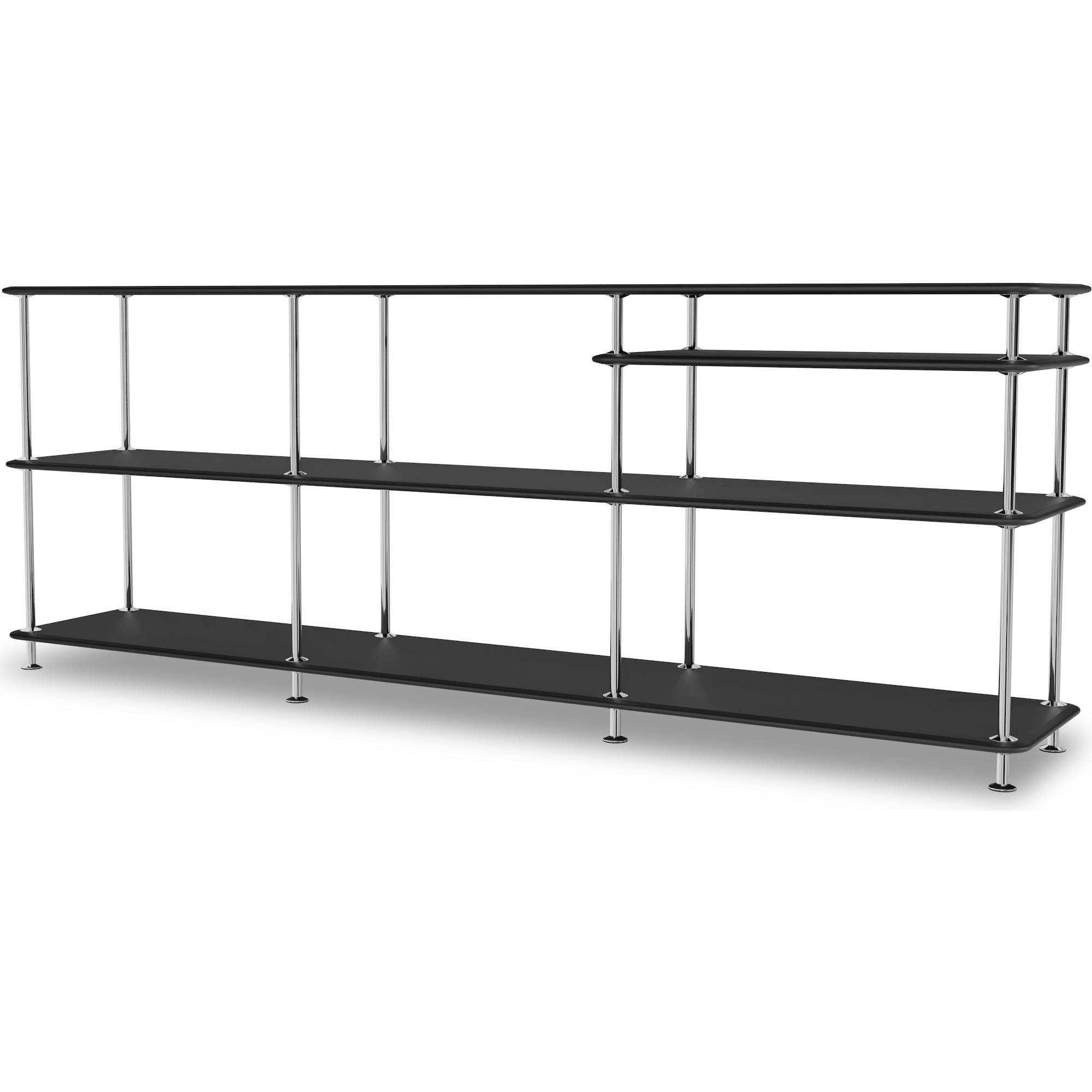 Montana Free with additional shelf, black and chrome – W203,4 x H75,8 cm