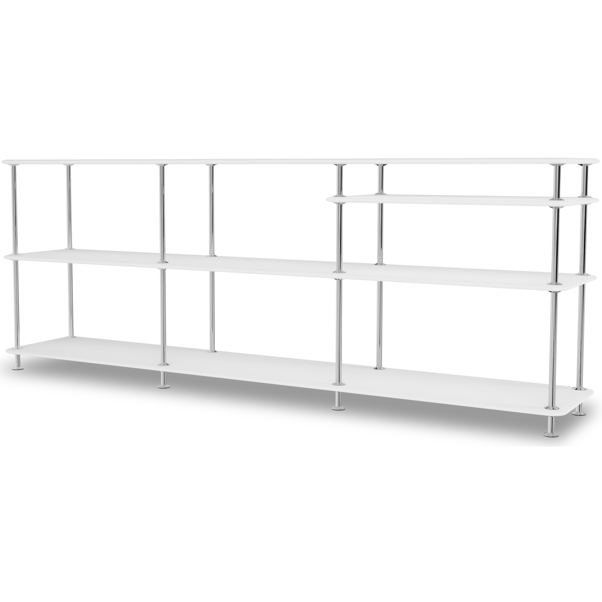 Montana Free avec étagère additionnelle, new white et chrome – L203,4 x H75,8 cm