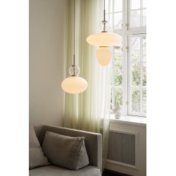 Nuura – Rizzatto 43 pendant, satin silver and white opal glass