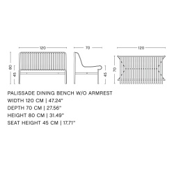 HAY – Palissade dining bench without armrest, cream white