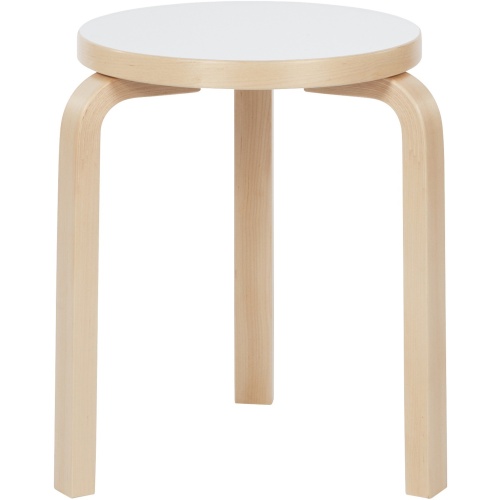 Artek – Stool 60, birch + white HPL laminate seat